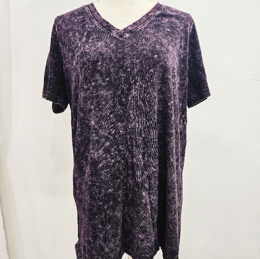Zenana XL Purple Burnout V-Neck